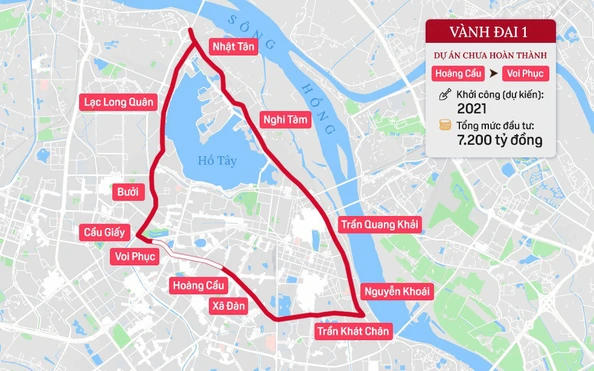 Bản đồ vành đai 1 Hà Nội chi tiết nhất