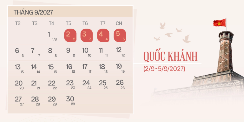 Lịch nghỉ Lễ Quốc khánh (2/9)