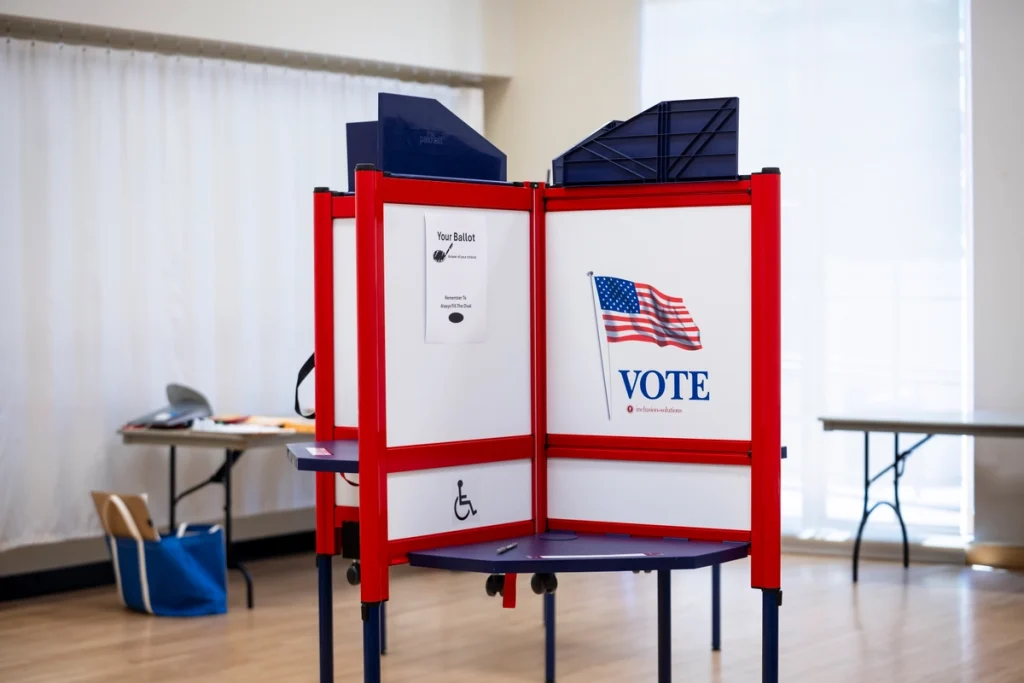 A polling site in Alexandria, Va., on April 21, 2026. Madalina Kilroy/The Epoch Times