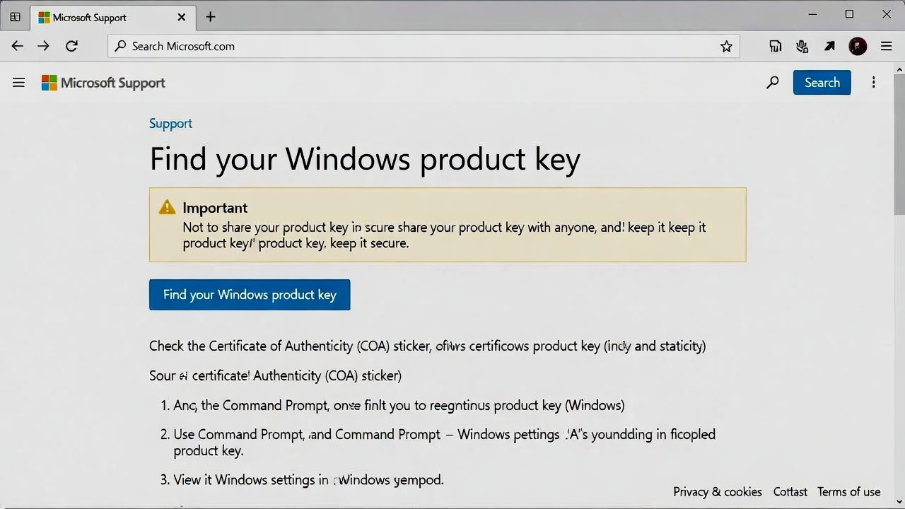 如何查找我的 windows 产品密钥网站 microsoft