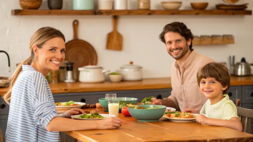 Bữa tối gia đình hạnh phúc – Khoảnh khắc chất lượng bên người thân mà không bị công việc làm gián đoạn.
