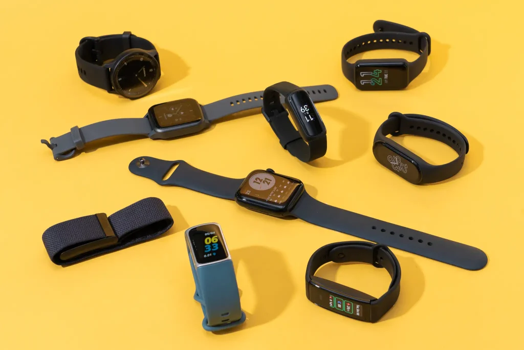 Side-by-side view of various fitness trackers and smartwatches from leading brands in 2026, perfect for visual comparison.