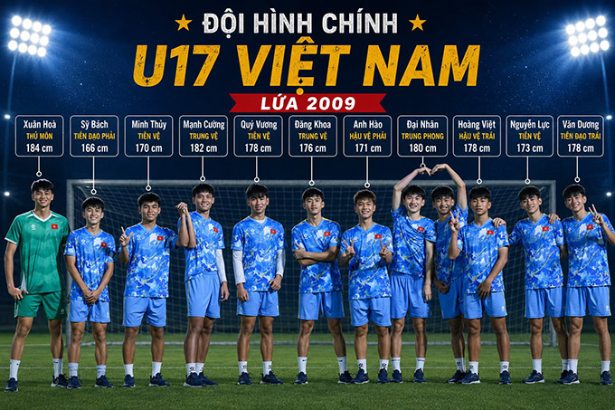 U17 Việt Nam đội tuyển bóng đá danh sách cầu thủ