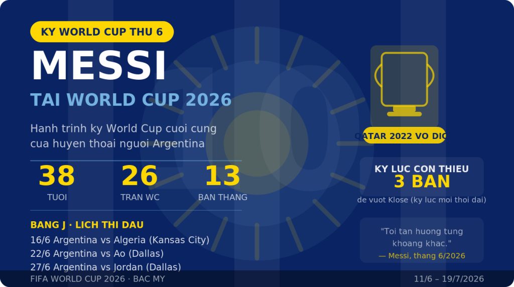 Messi Tại World Cup 2026: H&agrave;nh Tr&igrave;nh Kỳ World Cup Cuối C&ugrave;ng Của Huyền Thoại. Messi at World Cup 2026: Records, Stats & Argentina Schedule &mdash; The Last Dance