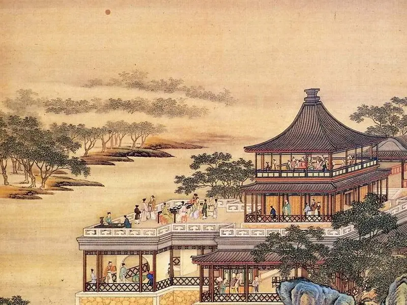 中秋节明月下流传的民间故事，代代流转不已，其中隐现一种“不老的”精神，是什么呢？图为清《十二月令图·八月》 局部（台湾 故宫博物院提供）