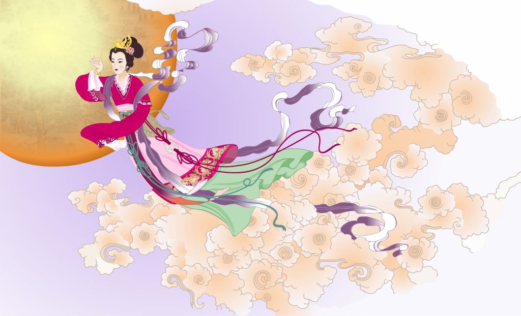 中秋拜月，祈愿如嫦娥一样美好。（大纪元）