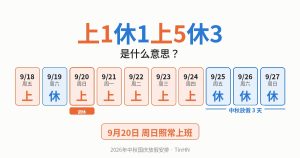 上1休1上5休3是什么意思 2026年中秋放假安排 9月20日周日上班