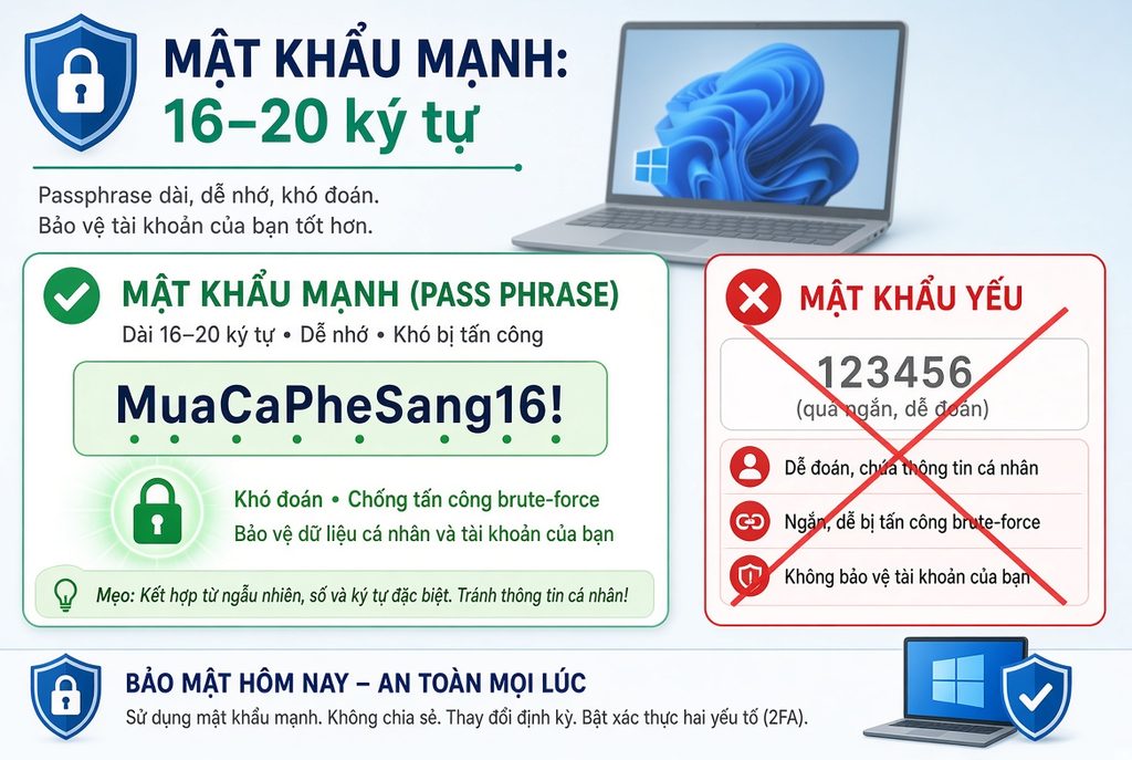 Đặt mật khẩu máy tính thế nào cho an toàn