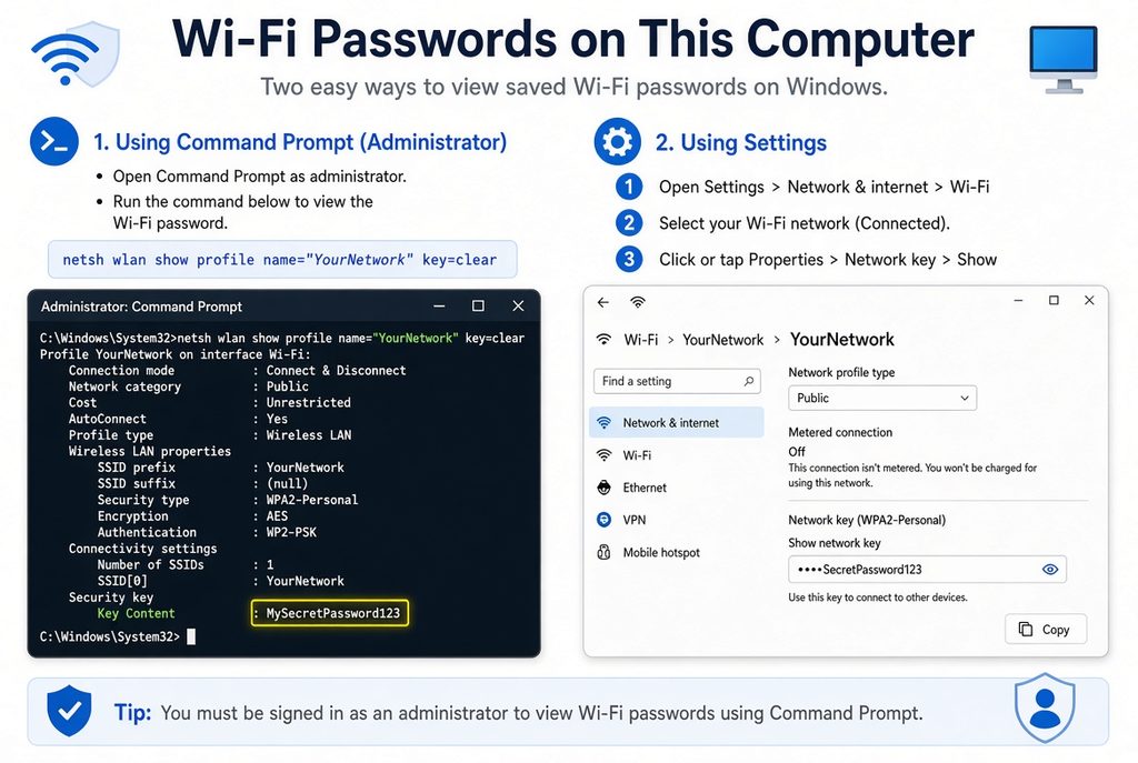 Wi-Fi passwords on this computer