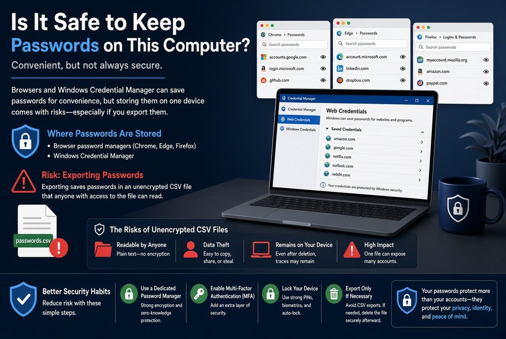 Is it safe to keep passwords on this computer?